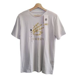 NWT UNDER ARMOUR Youth XL CURRY White Graphic Tee Gold Logo